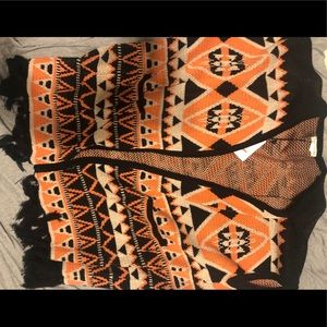 Cardigan sweater- black/peach/tan